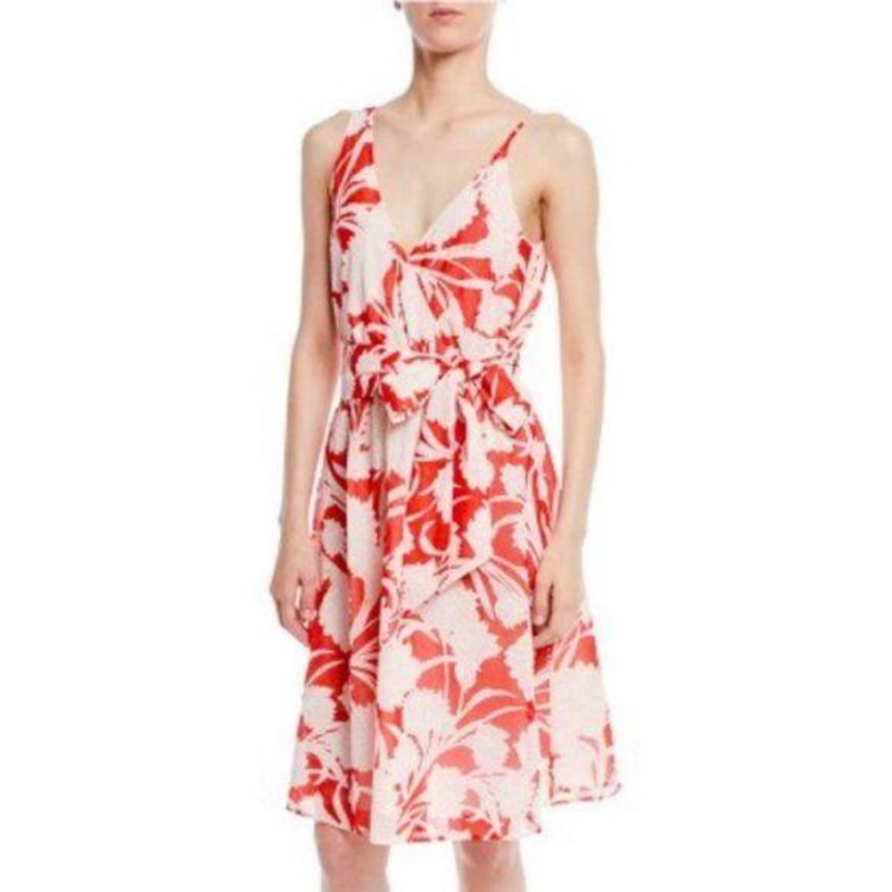 Club Monaco Nahala Red Sleeveless Floral Dress